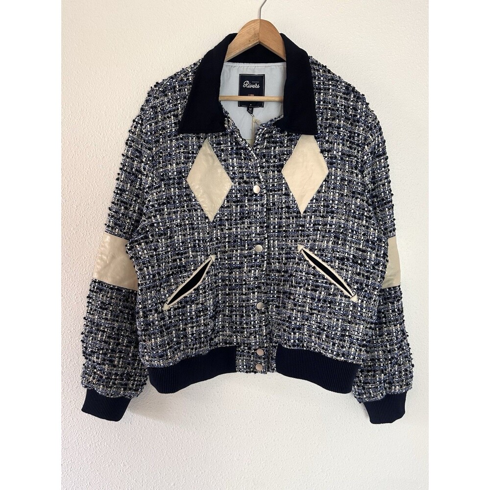 NEW United Rivers Hudson River Tweed Bomber Jacket in Navy Medium M Rockabilly - Picture 4 of 12